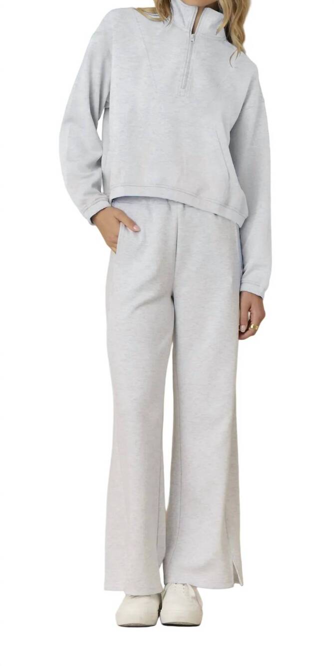 NEW VINTAGE HAVANA women's cloud fleece wide leg pant in spring grey